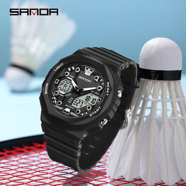 DHgargets Sanda Electronic TikTok Live Multi-Function Alarm Clock Waterproof Cool Junior High School Student Watch