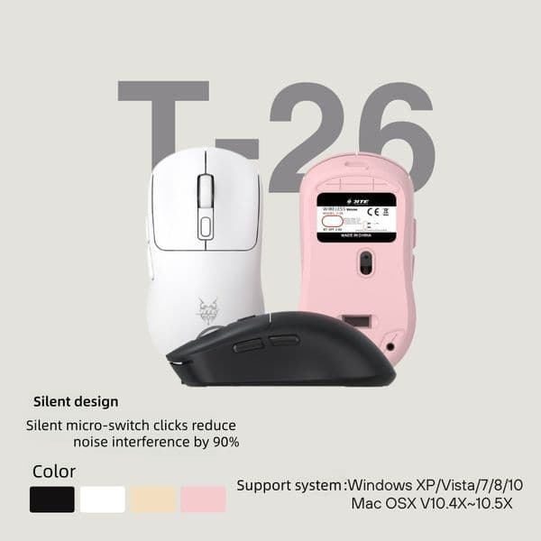 High-Performance Silent Wireless Mouse T26 with Dual-Mode Bluetooth + 2.4G, Rechargeable via Type-C, Compatible with Desktop and Laptop