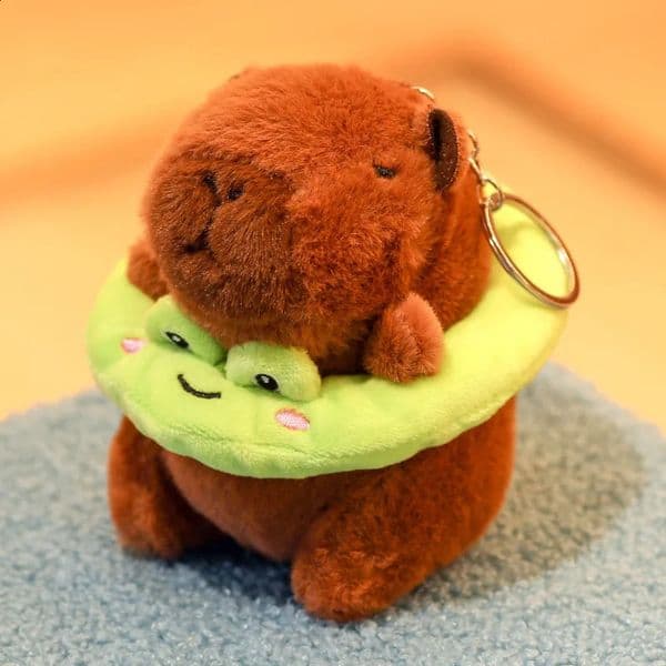 Kawaii Capybara Keychain Plush Anime Doll Keyring Plushie Capybara With Swim Rings KeyChains Bag Phone Plush Pendant Toy Gift 250915BJ