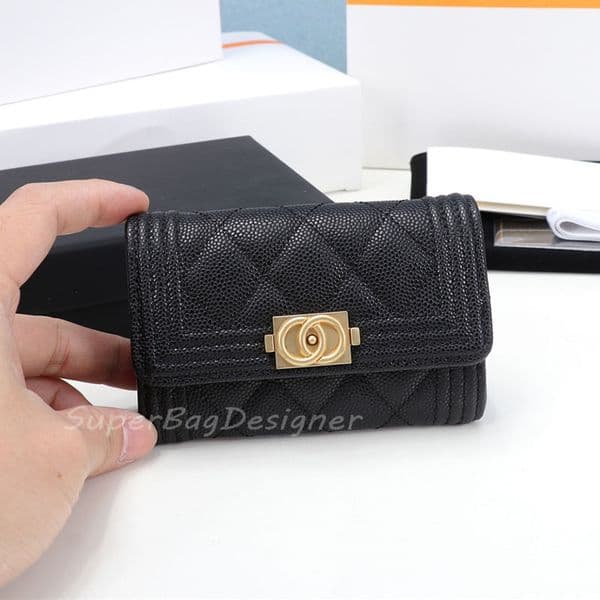 9A Leboy wallet Purses Holders Fashion Single Passport Wallets Women HandBag gold silver caviar lambskin Leather Lady Plaid Purse Card Holder Duffle Luggage Clutch