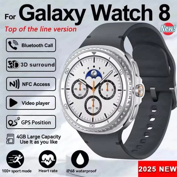 2025 Galaxy 8 Ultra Smart Watch GPS Sports Track AMOLED Screen HD Bluetooth Call Fiess Tracker Heart Rate Smartwatch