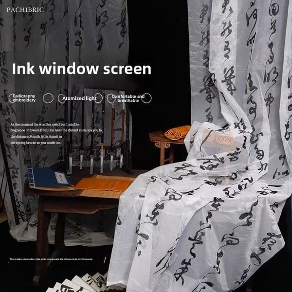 Selected Ink Character Window Screen Photo Props Chinese Brush Hanging Cloth Calligraphy Ancient Curtain hot-sale products hot-sale products hot-sale products