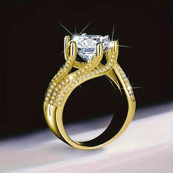 MT GRA 3CT Moissanite Ring for Women, 925 Silver Ring Gold-Plated Elegant Classic Wedding Engagement Ring , Luxury Jewelry, Factory Wholesale free shipping