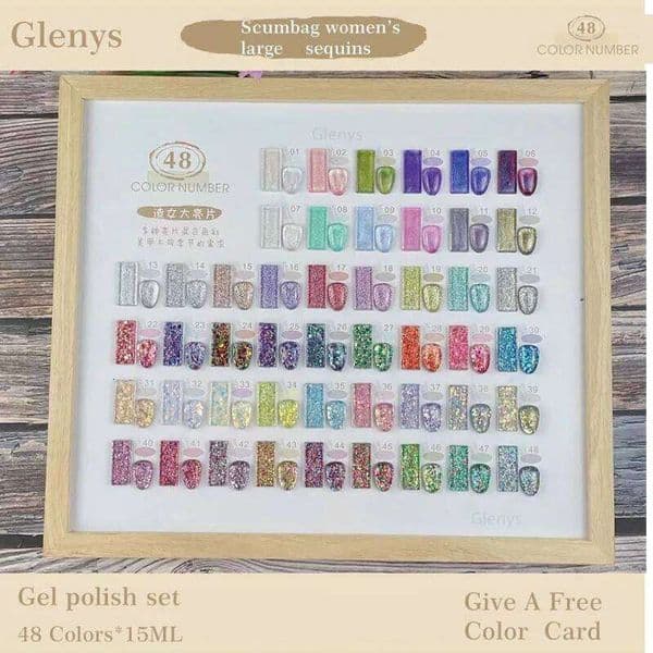 Glenys48 Color Slag Female Big Sequin Semi Permanent Immersion Gel UV LED Polish For Nail Art Design M250912