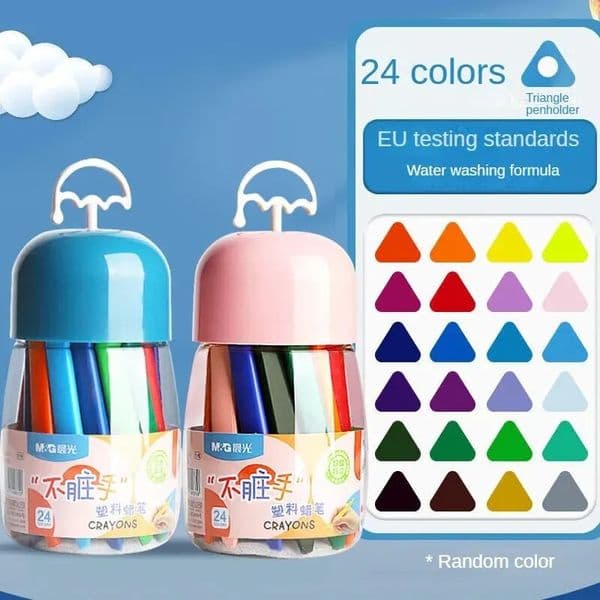 MG Stationery Nondirty Hand Doubleended Plastic Crayons 24color Brush Set Easy to Hold and Not Easy to Break DIY Color Pens 250915BJ