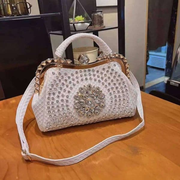 Designer Bags High Quality Textured Fashion Square Crystal Rhinestones Dia Women Handbag Large Capacity Shoulder Messenger Bag Luxury Bag