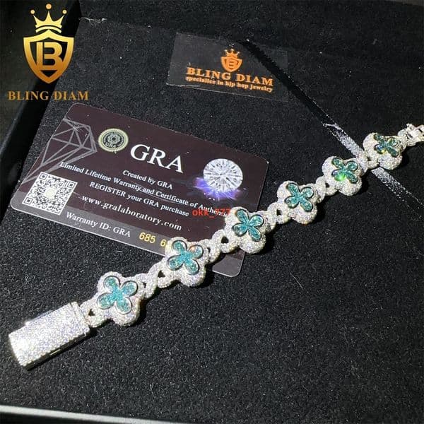 18MM Sterling Silver 925 Iced Out Moissanite Diamond Hip Hop Jewelry Fine Jewelry Miami Cuban Link Chain Cross Bracelet