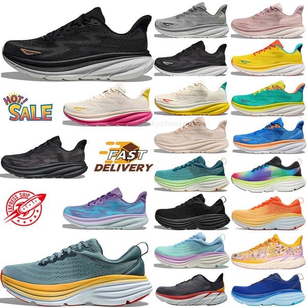 Hokawomen Clifton 9 Bondi 8 Rocket For Men Women Running Shoes Shoes One Pink Triple Black White Blue Grey Purple Orange Mens Womens Outdoor Trainers Sneakers