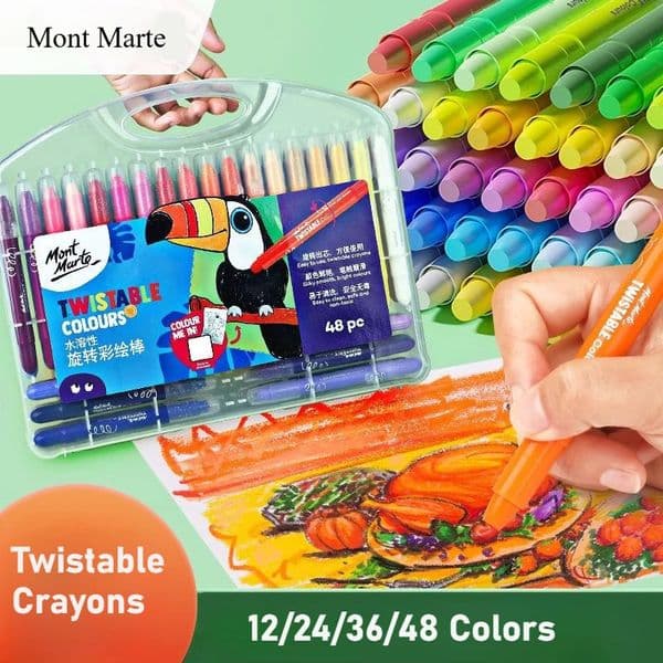 Mont Marte Twistable Crayons 12243648 Blendable Colour Sticks Suitable for Drawing Painting Colouring Arts Crafts Supplies 250915BJ