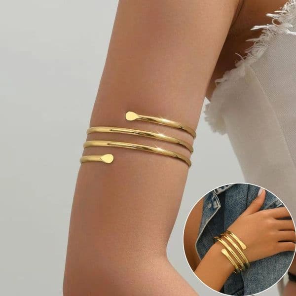Bangle Upper Arm For Women Minimalist Gold Plated Armband Statement Party Armlet Open Adjustable Jewelry