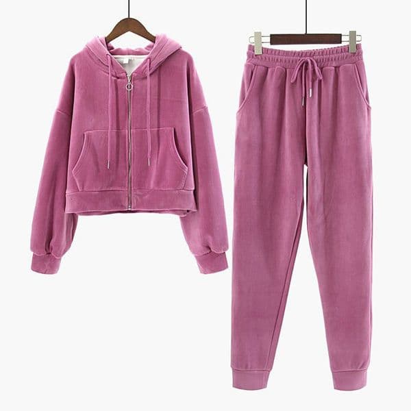 Golden Velvet Sweater Sportswear Set for Womens Autumn and Winter Small stature Plush Casual Two Piece 250915BJ