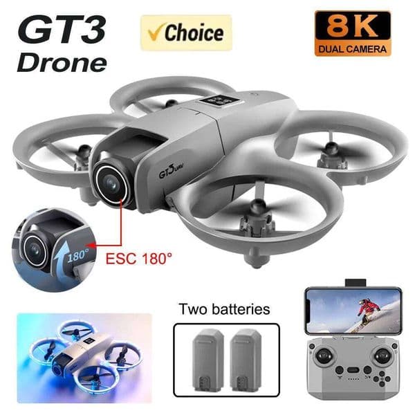 Gt3 Mini 4k Camera 180° ESC Optical Flow Positioning WIFI Aerial Photography Remote Control Aircraft G-safe Drone Toy Gift