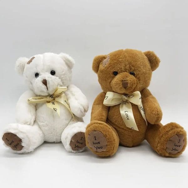 1pc 18CM Stuffed Bear Dolls Patch Bears Three Colors Plush Toys Gift for Children Boys Toy Wedding Gifts250916BJ