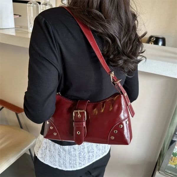 PU Leather Crossbody Bag for Women Clutch Purse with Adjustable Strap Hobo Bag Buckle Underarm Purse for Travel Work Shopping 250915BJ