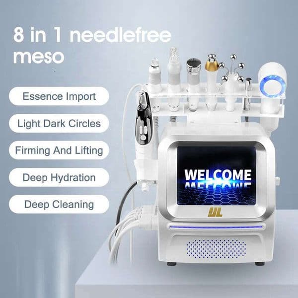 New Professional Aqua Jet Beauty Microdermabrasion Machine Skin Elasticity Enhancement Face Whitening Eye Bag Remove Anti-Wrinkle Anti-Aging Device With 8 Handl