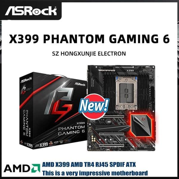 New ASRock X399 Phantom Gaming 6 sTR4 Motherboard Supports Threadripper 2950X2970WX Quad ChannelPCIe 30RGB3x M28xDDR4