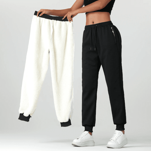 Women's Pants 1 Piece Of Autumn And Winter Long Fleece-Lined Thickened For Warmth Casual Sports With Elastic Drawstring H260205