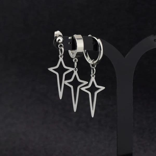 Stainless Steel Star Hoop Earring for Men WomenNever Fade Cross Clip Piercing EarringsHip Hop Classic Jewelry Gifts 250916BJ