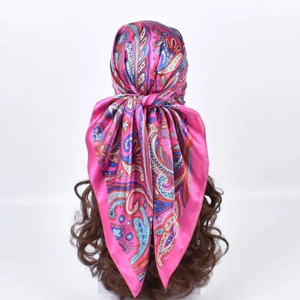 High Quality Silk Scarves Women Square Satin Hijab Scarf Plain Handkerchief Shawls Wraps Head Female Headband Islamic Bandanna W250916