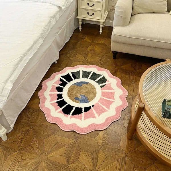Holy Woman Pink Earth Shape Tufting Bathroom Mat Soft Bedside Foot Carpet Rug Floor Pad Bedroom Doormat Aesthetic Home Decor Z250917