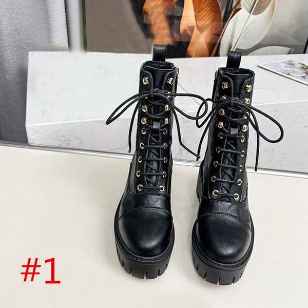 Designer Laureate Women's Boots Autumn/Winter Fashion Brand Boots Winter Genuine Leather Shoes Luxury Desert Thick Heel Short Boots with Box 35-42