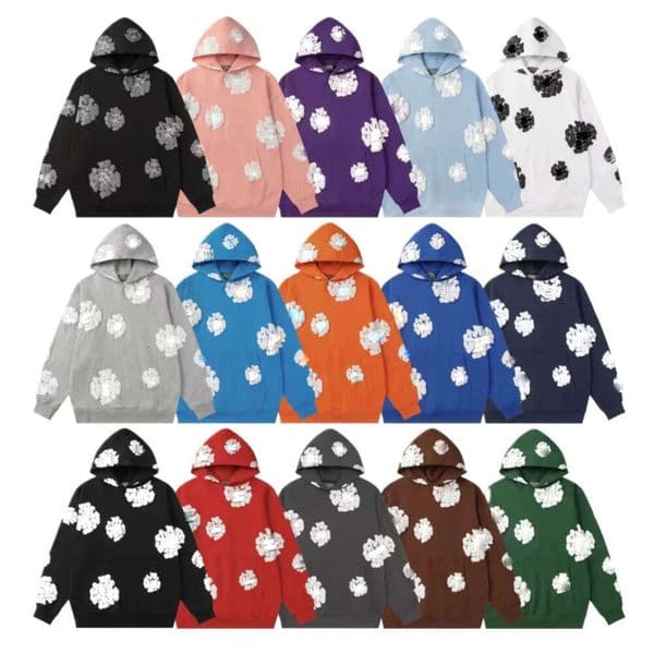 Denim Hoodie Mens Designer Tearhoodiely Hip Hop Vintage Style Sweatshirt Cotton Wreath Kapok Graffiti Foam Graphic Hoodies Womens Demin Ters Hoody Pullover