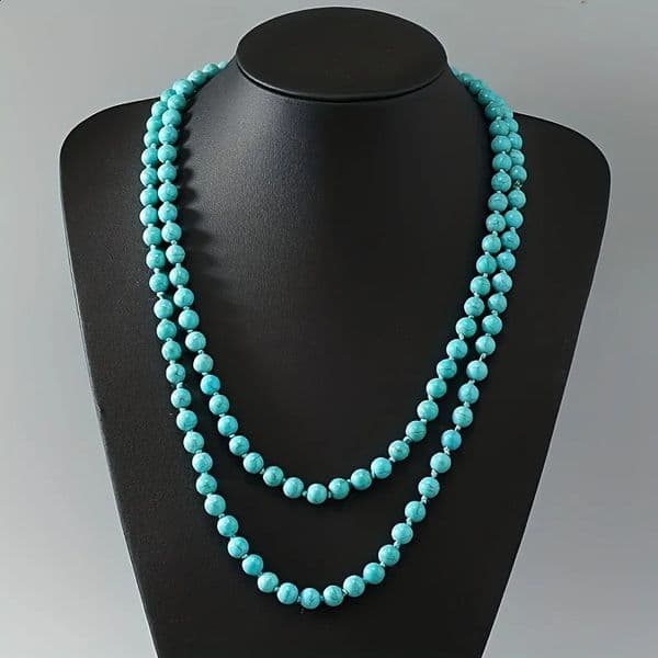 Luxury Designer Earring woman Bohemia Turquoise Long Necklace Simple Beaded Neck Chain Stylish Ladies Jewelry Accessories 250916 Personalized Jewelry