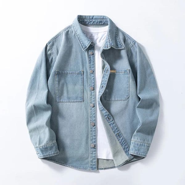 Vintage Americanstyle mens versatile thin nonstretch denim loosefitting shirt 250917BANJIA