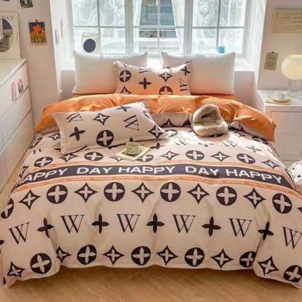 New Designer Matted Four-piece Set Thick Sheet Quilt Cover Summer Washed Cotton Student Three-piece Luxury Bedding L260523