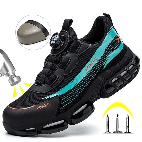 Mens Work Shoes Rotary Buckle Work Sneakers Protective Shoes Safety Industrial PunctureProof AntiSmash Steel Toe Shoes250916wwBJ
