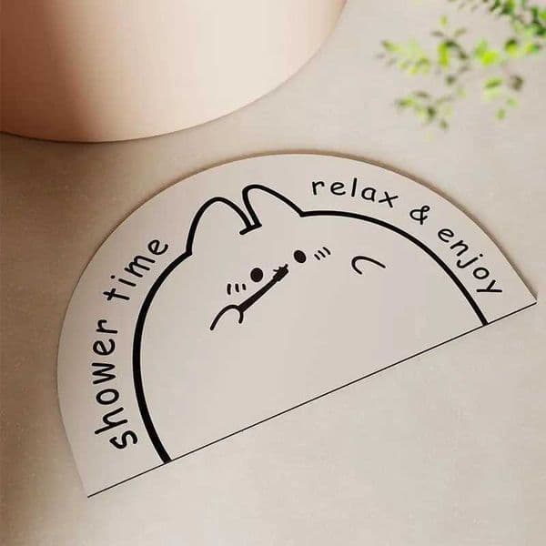 Cartoon bathroom anti slip mat quick drying foot mat for household bathroom entrance soft diatomaceous earth semi circular Z250917