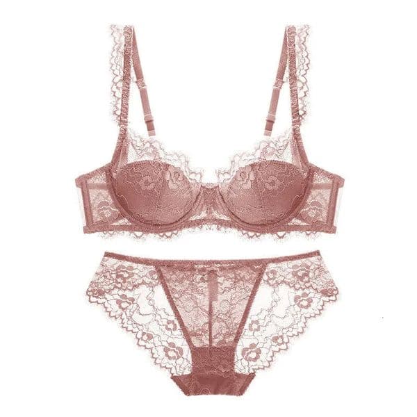 Womens Lace Lingerie Set - Soft Thin Bra and Panty Briefs - Elegant Underwear for Ladies L260616MUM4