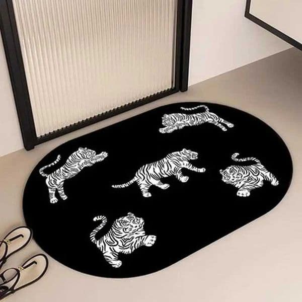 French tiger bathroom floor mat diatom mud water absorption nonslip quickdrying foot mat household bathroom carpet Z250917