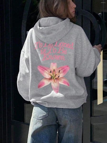 Women's Hoodies Woman Clothes Flower Letter Print Hoodie Sweatshirts In & Pullover Winter