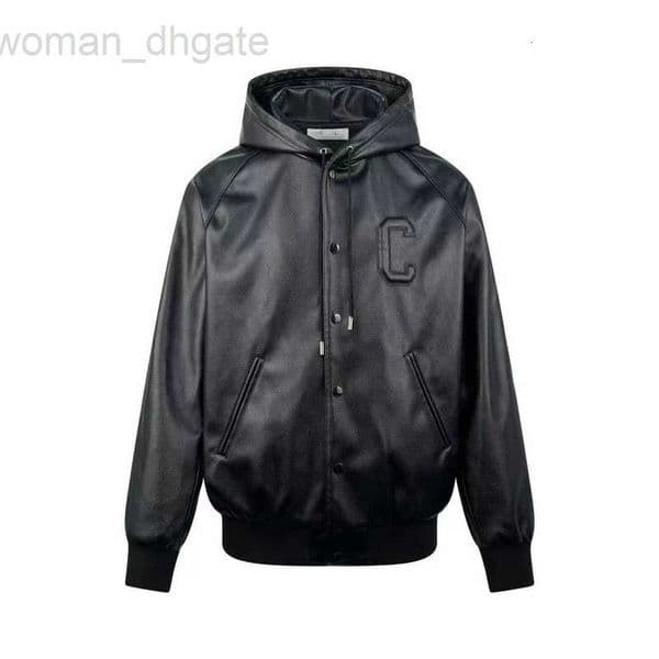 Men's Jackets designer CE New Embossed Letter Logo Leather Jacket with Hood and Zipper for Men Women 1VPL