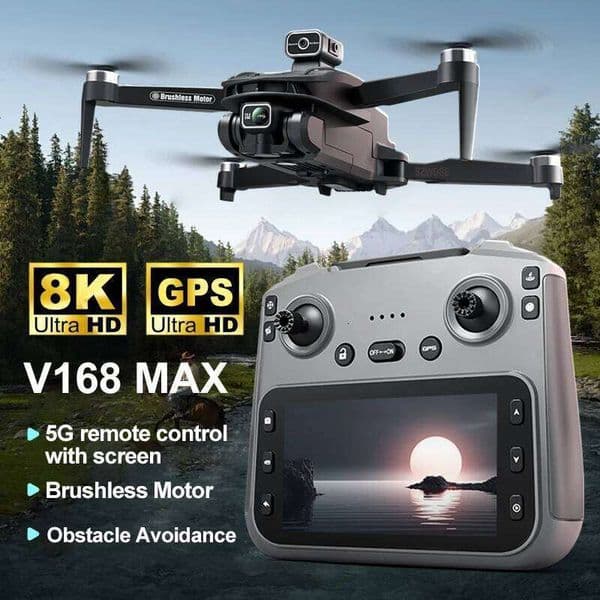 V168 MAX 8K GPS Brushless Anti Drop Four Axis Long-Range Obstacle Avoidance Quadcopter Remote Controlled Aircraft Drone