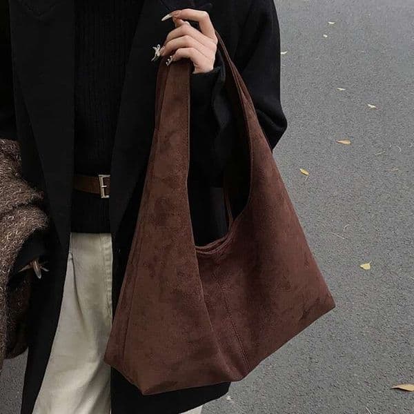 2025 New Autumn Winter Large Capacity Matte Leather Shoulder for Women Suede High-Quality Commuter Tote Bag
