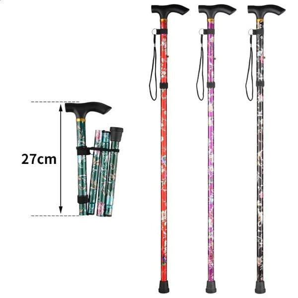 Hiking Camping Mountaineering Poles Printing Walking Stick Telescopic Baton Trekking Folding Cane Crutches Pole Unisex 250916 Z260508