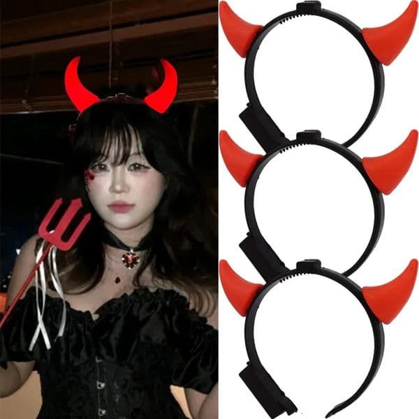 Classic Red Devil Horns Headband Red LED Light Hair Hoop Glow Bull Horns Headbands Halloween Costume Accessory for Party Cosplay 250917BJ