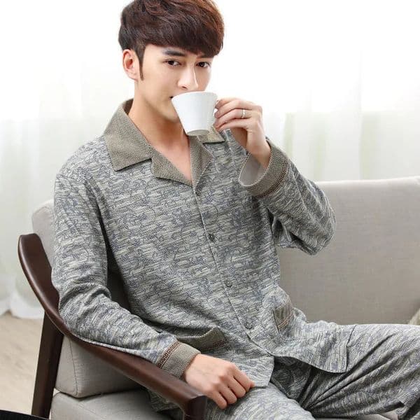 Pajamas Mens Spring and Fall Winter 100 Cotton LongSleeved Large Size Leisure Sleepwear Homewear Plaid Nightwear Loungewear 250917BJ
