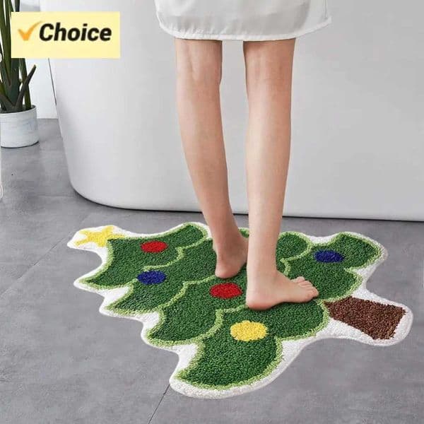 Cute Bath Mat Non Slip Christmas Bathroom Rugs Absorbent Washable Shower Mat Kitchen Rug Christmas Decorations Household Product Z250917