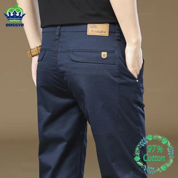 2025 Mens Pants 97Cotton Solid color Work Wear Casual Pant Wide Korean Y2k Clothing Jogger Cargo Trousers Male Big Size 40 250916BJ