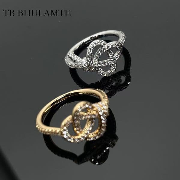 TB BHULAMTE V Gold High Version Dijia New Keys Woven Full Diamond Key Ring Women Rose designer Gold Rope Knot Ring Index Finger Free shipping