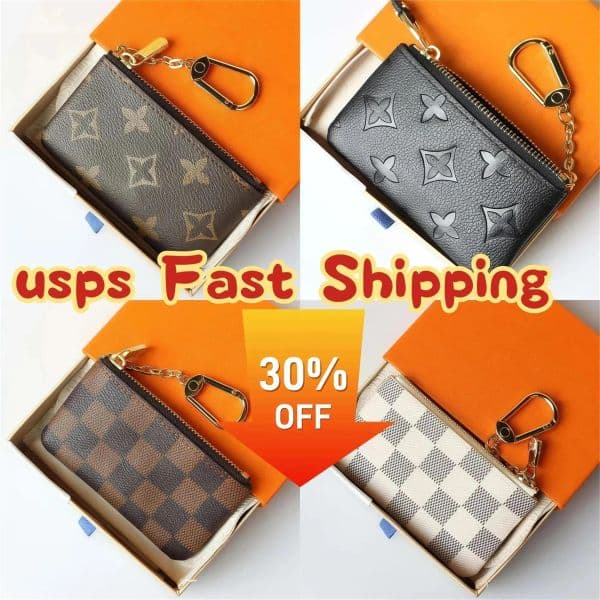 Designer zippy wallets womens key pouch cles short mens wallet coin purse credit card holder small wallet key ring embossed cardholder