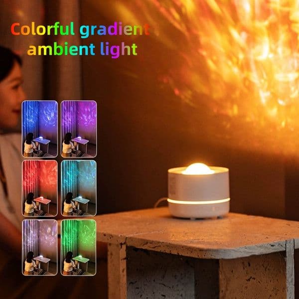 4-in-1 Star Projector for Bedroom, Air Humidifier with Aromatherapy Diffuser, Rotating Galaxy Night Light with Flame Effect, USB Mist Maker for Kids Adults