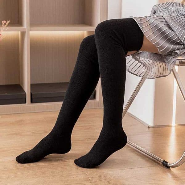 Pure cashmere thighhigh stockings kneehigh stockings long warm leg stockings for women in autumn and winter high stockings W250918