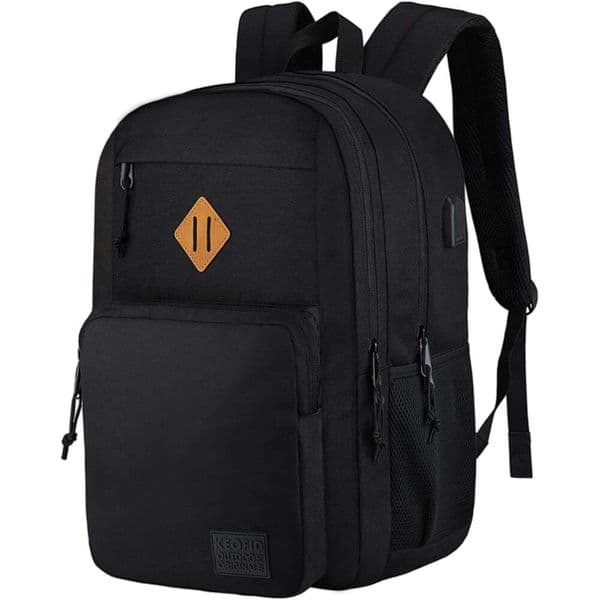 KEOFID Travel backpack Men and Women, Anti Theft Laptop Backpack with USB Charging Port Work, Large Bag for College, BLACK BOOK BAG FOR BOYS, GILRS 123