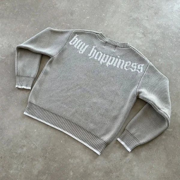 Harajuku Casual Sweaters Round Neck Unisex Boxy Pullovers Men Men Autumn Gothic Symbol Embroidery Pattern Pullover 250917