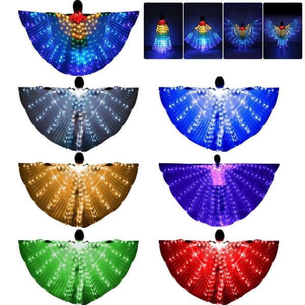 Dance LED Women Performance Fluorescent Butterfly Wings Belly Dancing Carnival Party Costumes Shows Christmas Decorations