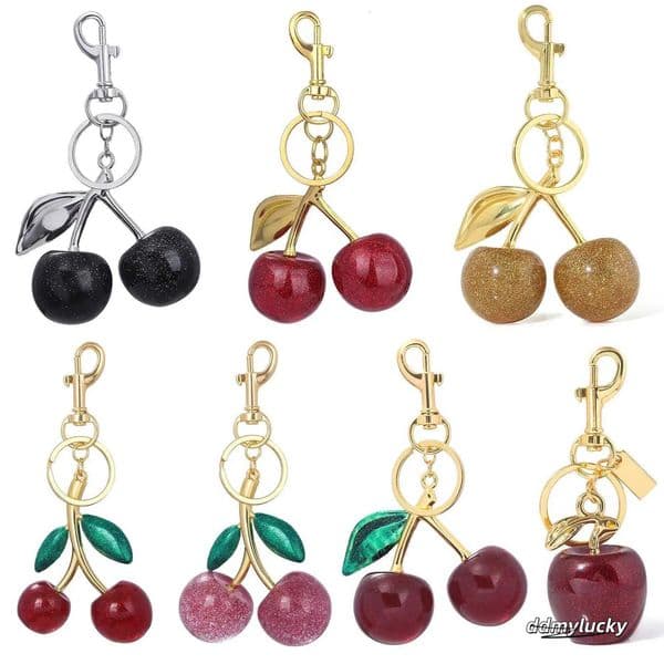 Delicious Exquisite Crystal Fruit Bag Charm Keychain Pink Cherry Keyring For Elegant Women Jewelry Accessories Gift S250814 ddmyLucky